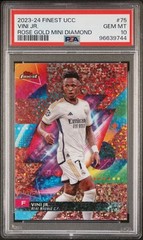PSA 10 – Vini Jr. 09/50 2023-24 #75 Topps Rose Gold Mini Diamond – Football