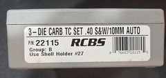 RCBS 3 CARDBIDE TC DIE SET 40 S&W / 10MM #22115 SIZING TAPER CRIMP SEATING DIES