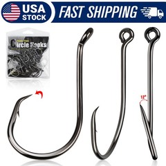 50-100PCS Circle Hooks – Red Black Saltwater & Freshwater Octopus Fishing Hooks
