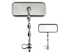 NEW! VINTAGE LOWRIDER RECTANGLE FLAT TWISTED BICYCLE MIRROR IN ALL CHROME.