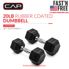 CAP Barbell, 20lb Coated Rubber Hex Dumbbell, Pair, NEW USA WAREHOUSE