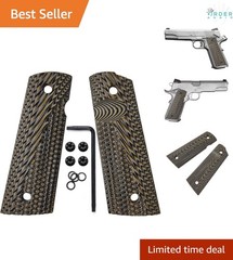 1911 G10 Grips Full Size Government Commander Black Screws Magwell Cut Ambi S…