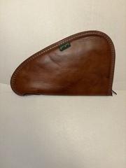 Vintage Black Sheep Brown Leather Fur Lined Soft Handgun Pistol Gun Case