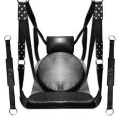 Heavy Duty High Chrome Real Leather Premium Black Leather Sex Swing