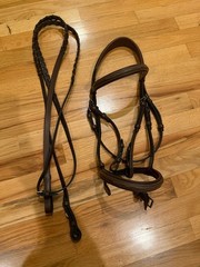 Henri de Rivel HDR Brown English Hunter Bridle Fancy Stitch Horse/Full Size