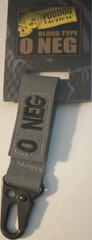 Voodoo Tactical Blood Type O NEG Patch Gray Black Nylon Durable Easy to Apply
