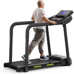 Walking Treadmill for Seniors with Extended Handrails & Deck APP Control 300 LBS