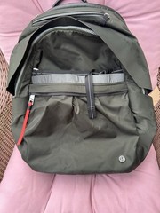 Lululemon Black Red , Backpack Faux Leather Accents Multifunction Compartment