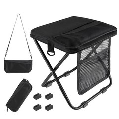 Portable folding stool with dual storage pockets and side pockets Compact adu…