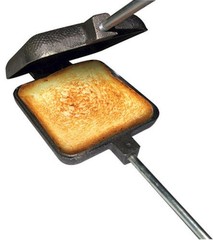 Solid Cast Iron Square Pudgy Pie Maker Mountain Pie Camp Fire Cooker w/Recipe