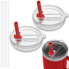 30 oz Flip Straw Lid for YETI Tumblers, ShatterProof & Dishwasher Safe, Red 2