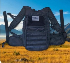 Black Tactical Backpack 1000D Nylon 15L Fits 15in Laptop 18.5in