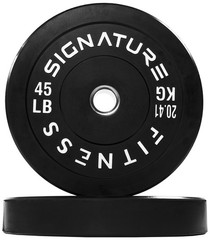 Signature Fitness 2″ Olympic Bumper Plate Weight Plates with 45 lbs, Black