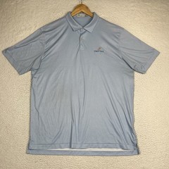 Peter Millar Golf Polo Shirt Mens XL Forest Dunes Blue Geometric Featherweight