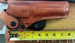 Masc Int. Brown Leather OWB Paddle Holster W/ Retention Strap for Revolvers
