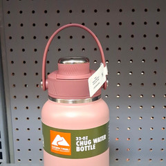 Ozark Trail Chug Water Bottle 32 fl oz Stainless Steel Pink Handle, Lid