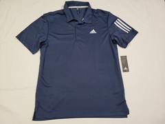 Adidas Men’s 3 Stripe Sleeve Blue Golf Polo Shirt ADVR0822 Crew Navy