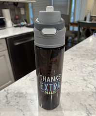 24 fl oz Motivational Flip Top Straw Bottle Black/Gray “Extra Mile”