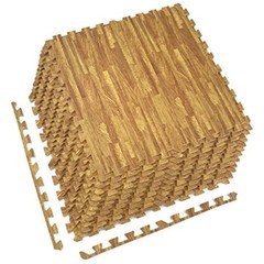 12-Pack Wood Grain Foam Tiles – DIY Installation – Interlocking Floor Yoga Mat