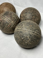 Imported Antique Italian Made Solid Wood Bocce Balls Circa 1900