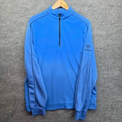 Footjoy FJ Mens Blue Quarter Zip Pullover Golf Shirt Thorntree Logo Size M