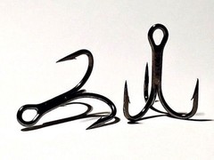 25 VMC 9626BN SIZE 1/0 BLACK NICKLE 4X STRONG TREBLE HOOKS SHORT SHANK CUT POINT