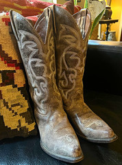 Matisse Distressed Brown Leather Western Cowboy Boots with Embroidered Stitching