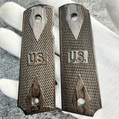 1911 Classic Wood Grips Full Size Embossed US fits Springfield Govt W/ Screws