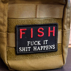 FISH F- It, Stuff Happens Funny Morale Patch, 2×3″ | VELCRO® Brand Fastener