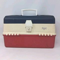 Vintage Sears Tackle Box 34431 Famous Lure Red White & Blue