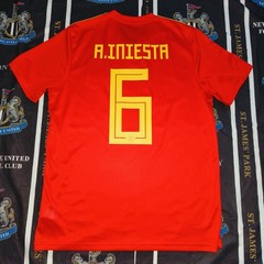 Spain Home Football Shirt Jersey 2018 2019 Andres Iniesta Adidas Size L