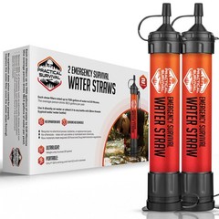 2 Emergency Water Filter Straws 1800-Gal Survival Camping Hiking BPA Free 2-Pack