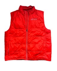 Men’s Red Quilted Sleeveless Golf Vest Full Zip Pockets Activewear Casual