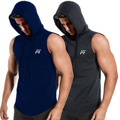 2X Men’s Tank Top Sports Shirt with Hoodie Sleeveless Muscle Shirts Gym Fitness