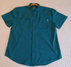 Reel Legends Men’s Medium Teal Performance Fishing Shirt Short Sleeve Printed…