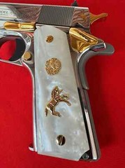 1911 «Aguila» “Horse” 24k Gold Plated Inlayed Grips Pearl Grips