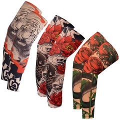 Unisex 3 Pairs Tattoo Arm Sleeves Summer Ice-Cool Sun & UV Protection Outdoor