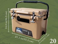 MILEE 20QT Portable Heavy Duty ice box w/ Aluminum Handle Roto Molded ice Cooler