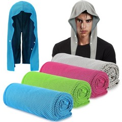 Acostop 4 Pcs Cooling Hoodie Towels for Large, Blue & Grey & Green & Magenta