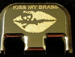 Rear Slide Plate Cover OR Magazine Plates Fits All Glock, «KISS MY BRASS»