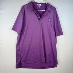 Peter Millar Summer Comfort Purple Golf Polo Shirt Mens Large 1896 K Crest Logo