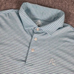Rhoback Polo Shirt Mens XXL Teal Purple Striped Performance Short Sleeve Golf