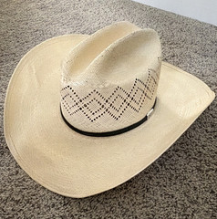 Resistol 20X Shantung Panama Straw Western Hat Cream/Tan Black Band 7 1/8