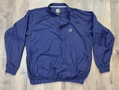 Footjoy Mens Navy Windbreaker Pullover 1/4 Snap Long Sleeve Jacket Lg Packable