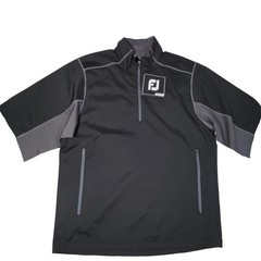 FootJoy Golf Wind Shirt Jacket Men Small Short Sleeve Half Zip Windbreaker Black