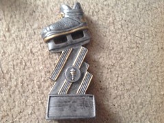 Hockey Trophy 7″ tall 6″ wide Gray silver 1 1/2 pounds new ice Skating skate