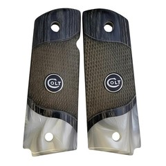 1911 Full Size Grips Checkered Black Rosewood Pearl & Black Colt Medallion