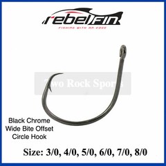 rebelFIN Wide Bite Offset CIRCLE HOOKS – Black Chrome – 3/0 4/0 5/0 6/0 7/0 8/0