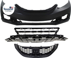 Bumper Cover Kit Compatible with 2013-2015 Honda Civic Primed with Bumper Grille