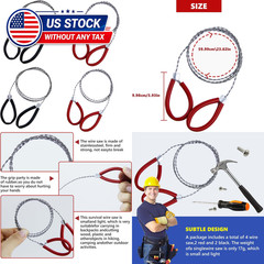 Stainless Steel Cable Saw, Metal Wire Rope Hand Pocket Saw, 23.62 Inch for